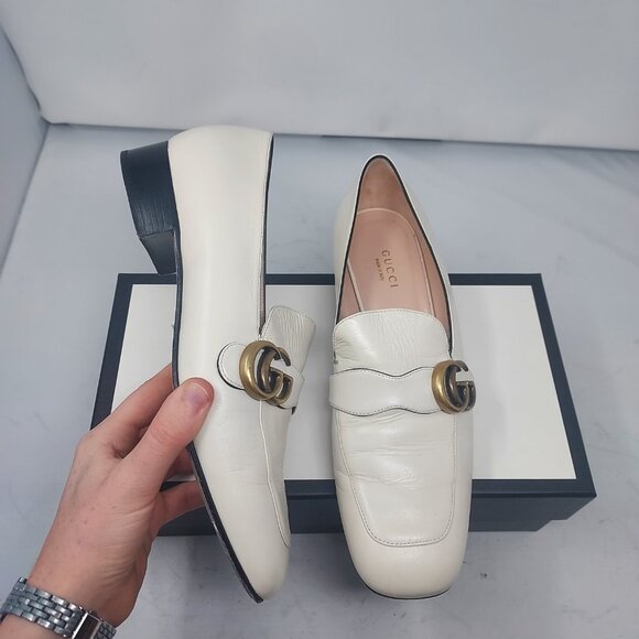 Gucci Marmont GG White Leather Womens Loafer - Picture 7 of 16